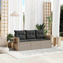 vidaXL 3-Piece Lounge Set with Cushions Poly Rattan Black