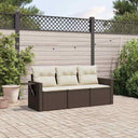 vidaXL 3-Piece Lounge Set with Cushions Poly Rattan Black