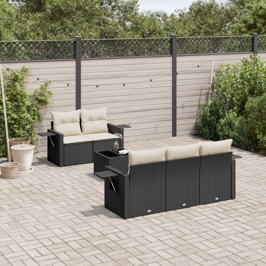 vidaXL 6-Piece Lounge Set with Cushions Poly Rattan Black