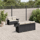 vidaXL 6-delige Loungeset met kussens poly rattan zwart