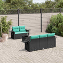 vidaXL 6-piece Garden Sofa Set with Cushions Black Poly Rattan