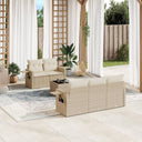 vidaXL 6-delige Loungeset met kussens poly rattan zwart