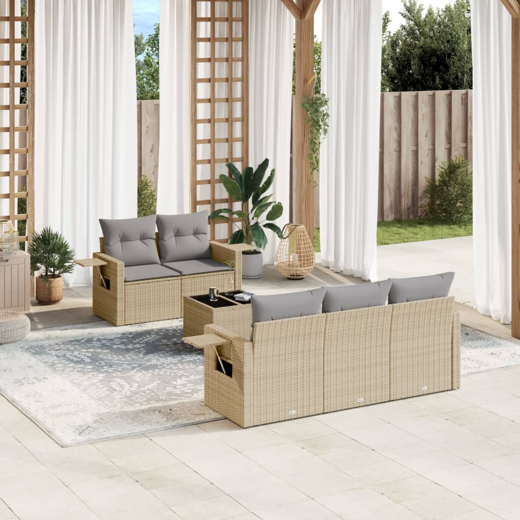 vidaXL 6-Piece Lounge Set with Cushions Poly Rattan Black