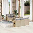 vidaXL 6-delige Loungeset met kussens poly rattan zwart