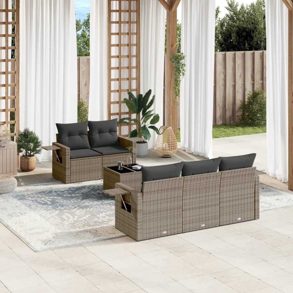 vidaXL 6-Piece Lounge Set with Cushions Poly Rattan Black