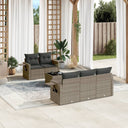 vidaXL 6-delige Loungeset met kussens poly rattan zwart