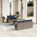 vidaXL 6-piece Garden Sofa Set with Cushions Black Poly Rattan