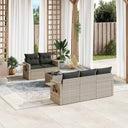 vidaXL 6-delige Loungeset met kussens poly rattan zwart
