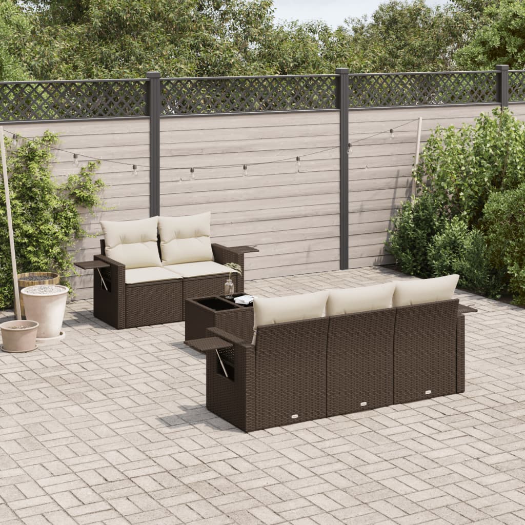 vidaXL 6-Piece Lounge Set with Cushions Poly Rattan Black
