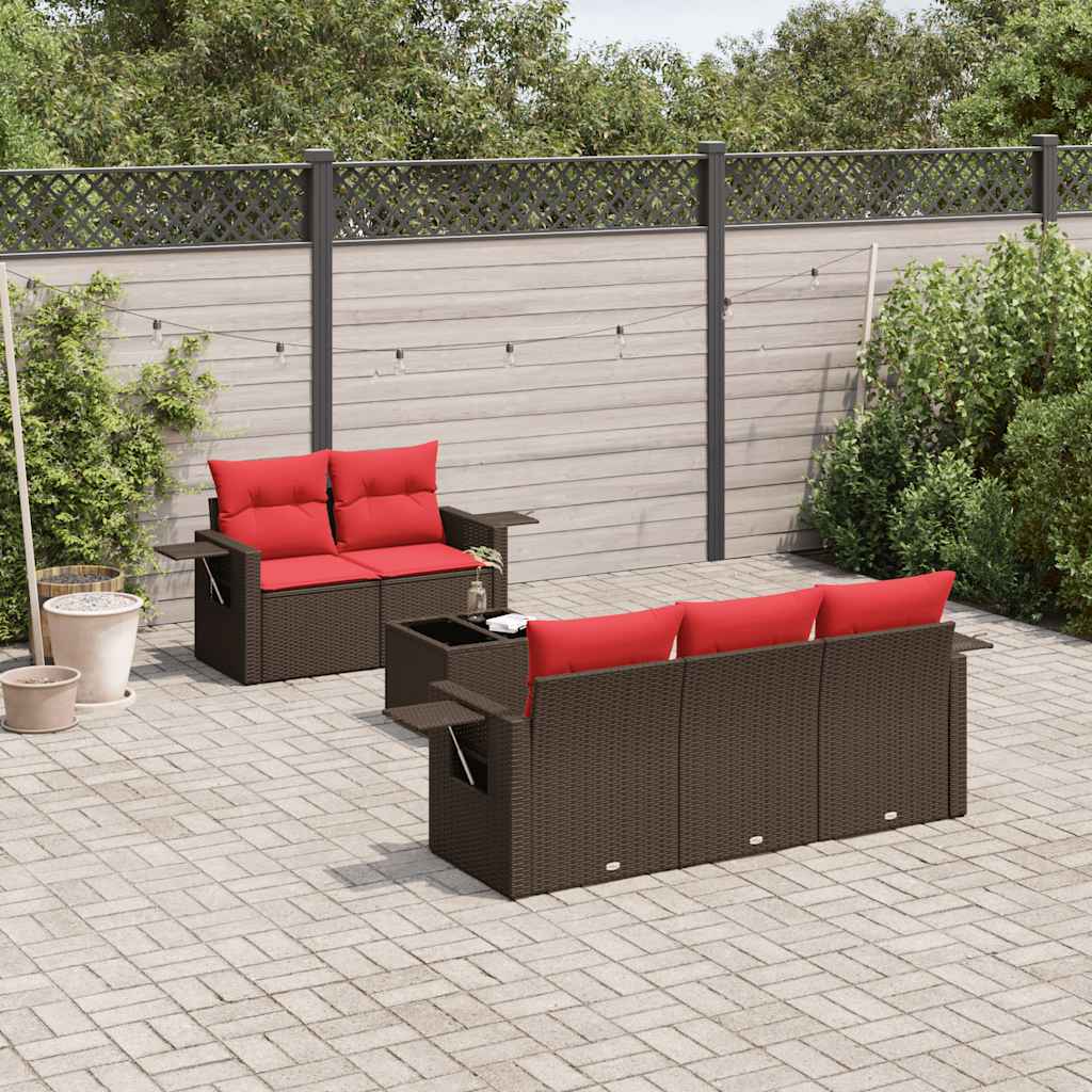 vidaXL 6-piece Garden Sofa Set with Cushions Black Poly Rattan