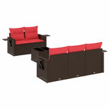 vidaXL 6-piece Garden Sofa Set with Cushions Black Poly Rattan