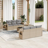 vidaXL 7-delige Loungeset met kussens poly rattan zwart