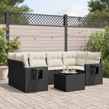 vidaXL 7-delige Loungeset met kussens poly rattan zwart