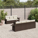 vidaXL 8-delige Loungeset met kussens poly rattan zwart