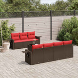 vidaXL 8-delige tuinbankset met kussens, zwart polyrotan