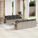 vidaXL 9-delige Loungeset met kussens poly rattan zwart