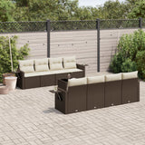 vidaXL 9-delige Loungeset met kussens poly rattan zwart