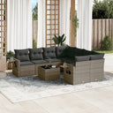 vidaXL 9-delige Loungeset met kussens poly rattan zwart