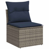 vidaXL 9-delige tuinbankset met kussens van zwart polyrotan