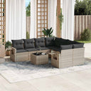 vidaXL 9-delige Loungeset met kussens poly rattan zwart