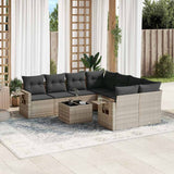 vidaXL 9-delige Loungeset met kussens poly rattan zwart