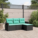 vidaXL Ensemble de 4 banques de jardin avec coussins, noir polyrotan