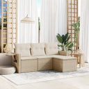 vidaXL 4-delige Loungeset met kussens poly rattan zwart
