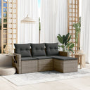 vidaXL 4-delige Loungeset met kussens poly rattan zwart