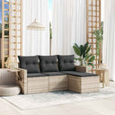 vidaXL 4-delige Loungeset met kussens poly rattan zwart