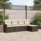 vidaXL 5-delige Loungeset met kussens poly rattan zwart