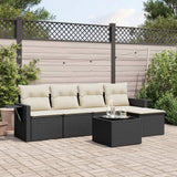 vidaXL 5-delige Loungeset met kussens poly rattan zwart