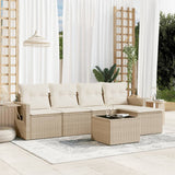 vidaXL 5-delige Loungeset met kussens poly rattan zwart