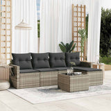 vidaXL 5-delige Loungeset met kussens poly rattan zwart