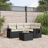 vidaXL 4-delige Loungeset met kussens poly rattan zwart