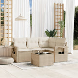 vidaXL 4-delige Loungeset met kussens poly rattan zwart