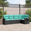 vidaXL ensemble de 5 banques de jardin avec coussins en polyrotan noir