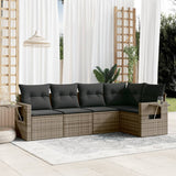 vidaXL 5-delige Loungeset met kussens poly rattan zwart