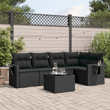 vidaXL 5-delige Loungeset met kussens poly rattan zwart