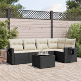 vidaXL 5-delige Loungeset met kussens poly rattan zwart