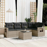 vidaXL 5-delige Loungeset met kussens poly rattan zwart