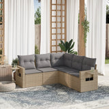vidaXL 5-delige Loungeset met kussens poly rattan zwart