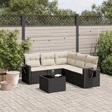 vidaXL 5-delige Loungeset met kussens poly rattan zwart