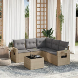 vidaXL 5-delige Loungeset met kussens poly rattan zwart