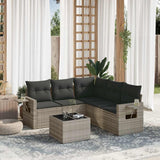 vidaXL 5-delige Loungeset met kussens poly rattan zwart