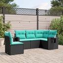 vidaXL ensemble de 5 banques de jardin avec coussins en polyrotan noir