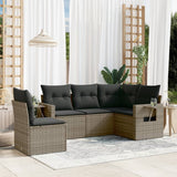 vidaXL 5-delige Loungeset met kussens poly rattan zwart