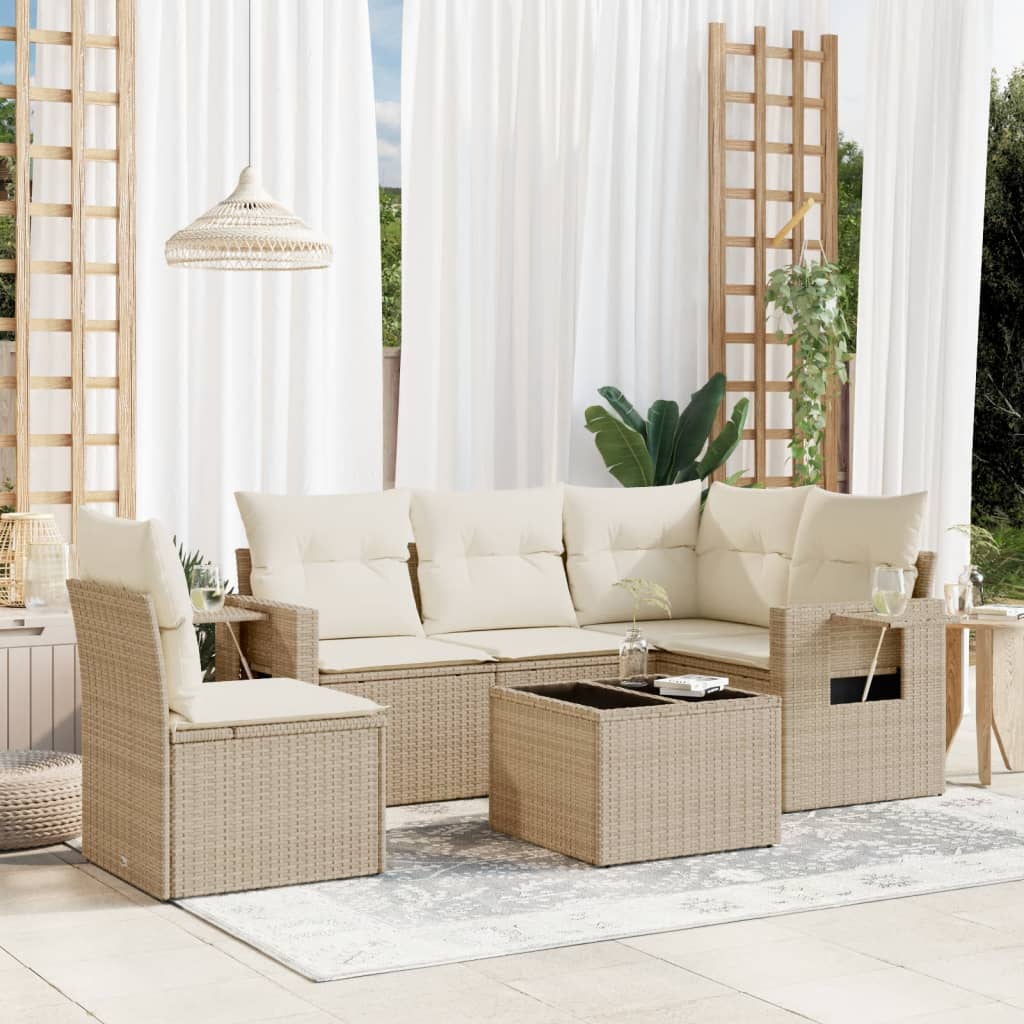 vidaXL 5-delige Loungeset met kussens poly rattan zwart
