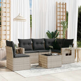 vidaXL 5-delige Loungeset met kussens poly rattan zwart
