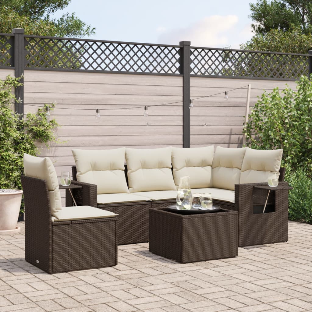vidaXL 5-delige Loungeset met kussens poly rattan zwart