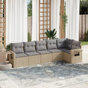 vidaXL 6-delige Loungeset met kussens poly rattan zwart